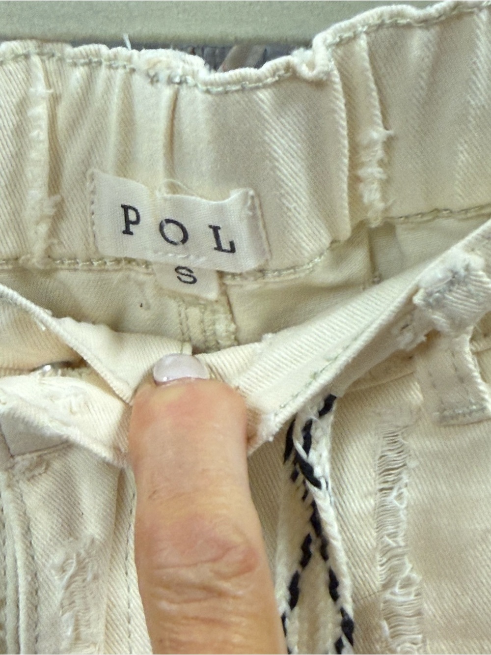 POL Cream Wide-Leg Boho Embroidered Pants with Drawstring - Picture 3 of 3